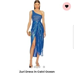 Metallic Blue Sundress Zuri Dress in Calvi Ocean Color